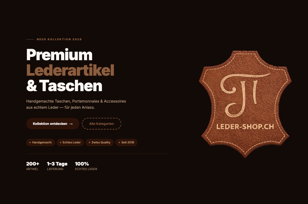 Leder-Shop Website - Premium Lederartikel